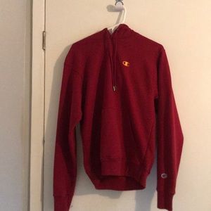 dark red champion hoodie